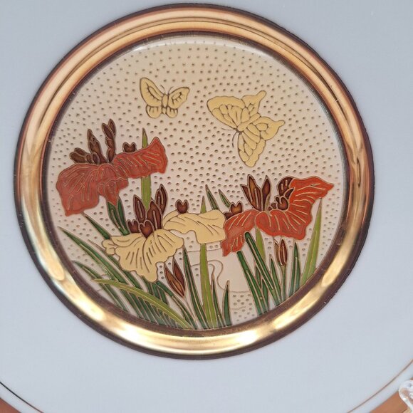 VINTAGE THE ART OF CLOISONNE LOOK ENAMEL CHOKIN DECORATIVE PLATE - Picture 4 of 4